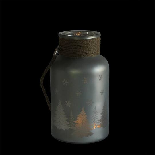 10" Christmas Trees and Snowflakes Pillar Candle Holder with Handle